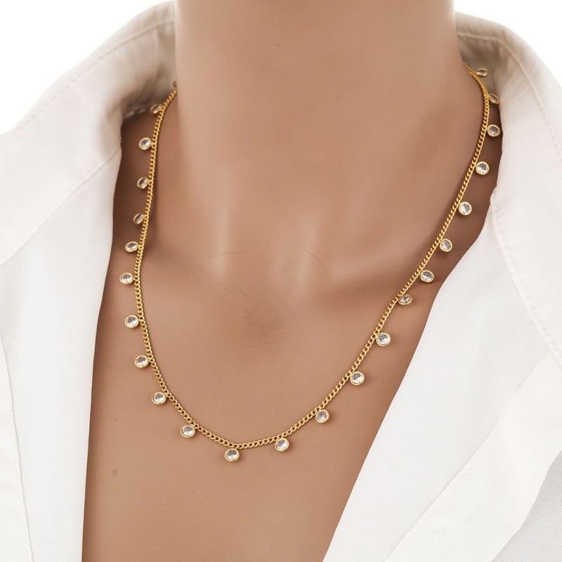 Wholesale Copper Plated Real Gold Zircon Necklace